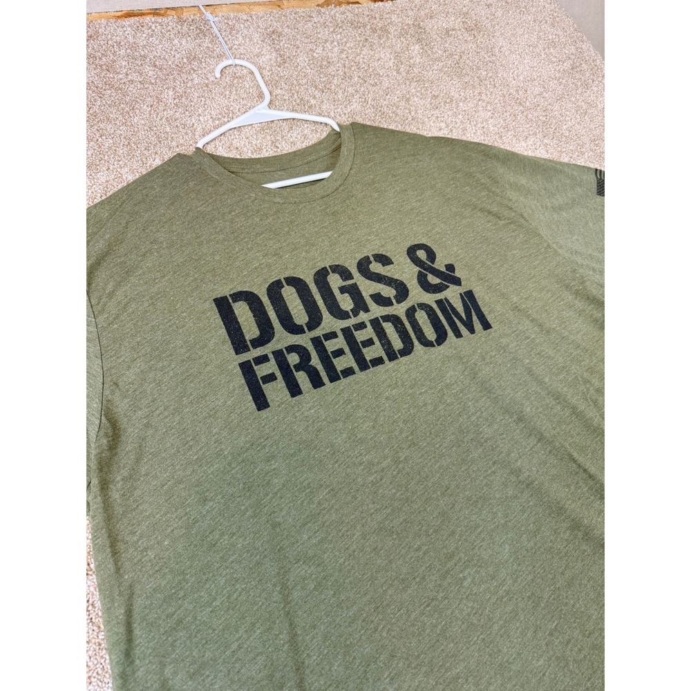 Hero Company Mens Dogs & Freedom Graphic T-Shirt Olive Green 3X Patriotic USA